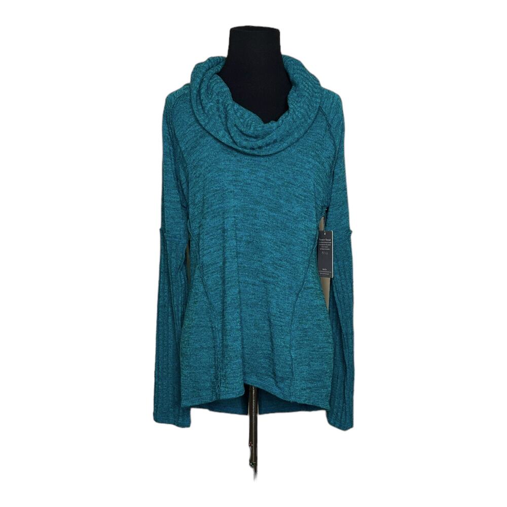 Threads 4 Thoughts teal green long sleeves cowl neck sweater size S